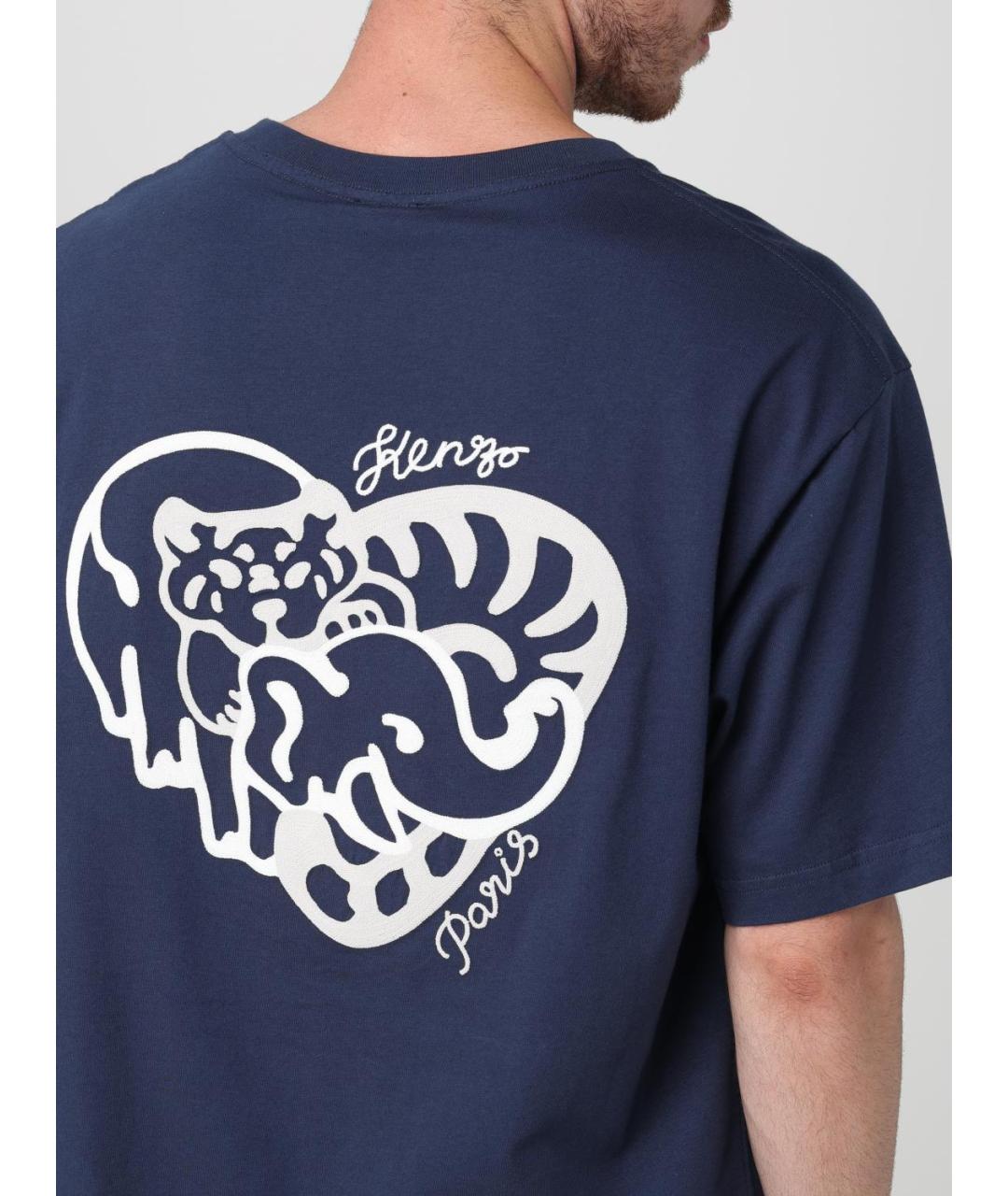 KENZO Синяя хлопковая футболка, фото 5