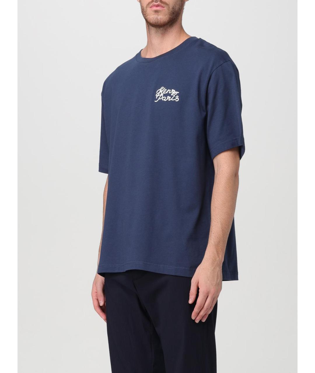 KENZO Синяя хлопковая футболка, фото 4
