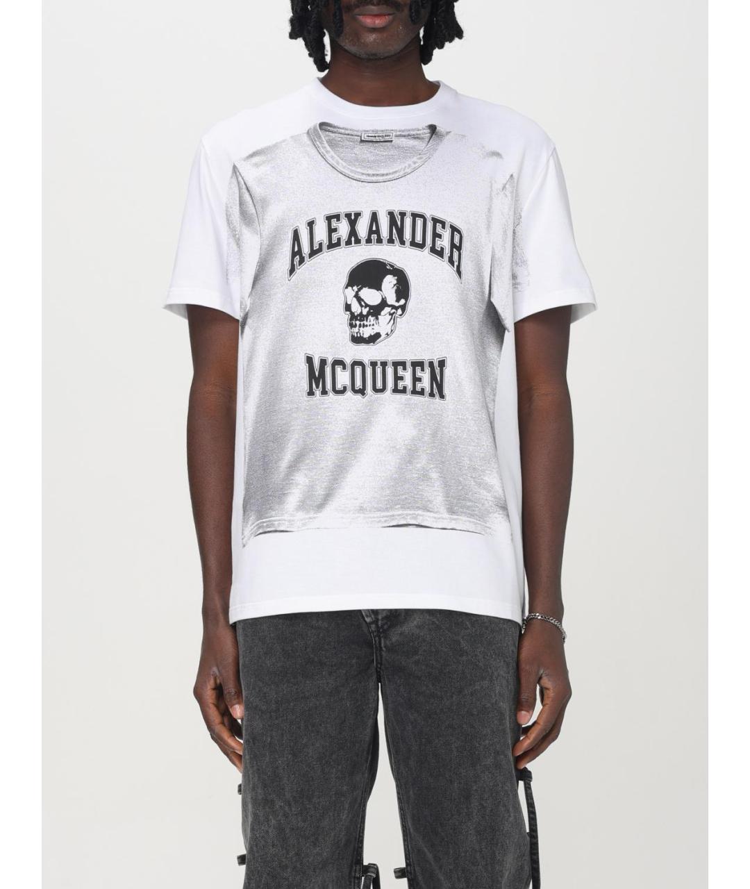 ALEXANDER MCQUEEN Белая хлопковая футболка, фото 2