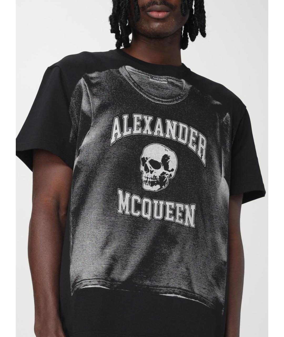 ALEXANDER MCQUEEN Черная хлопковая футболка, фото 6