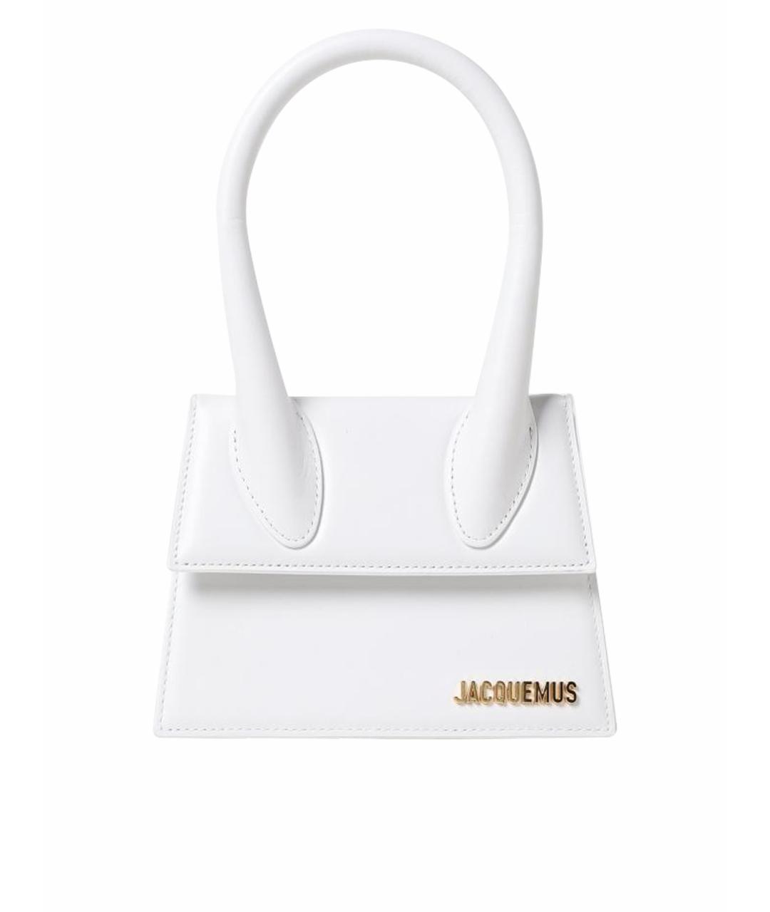 JACQUEMUS Белая кожаная сумка с короткими ручками, фото 1