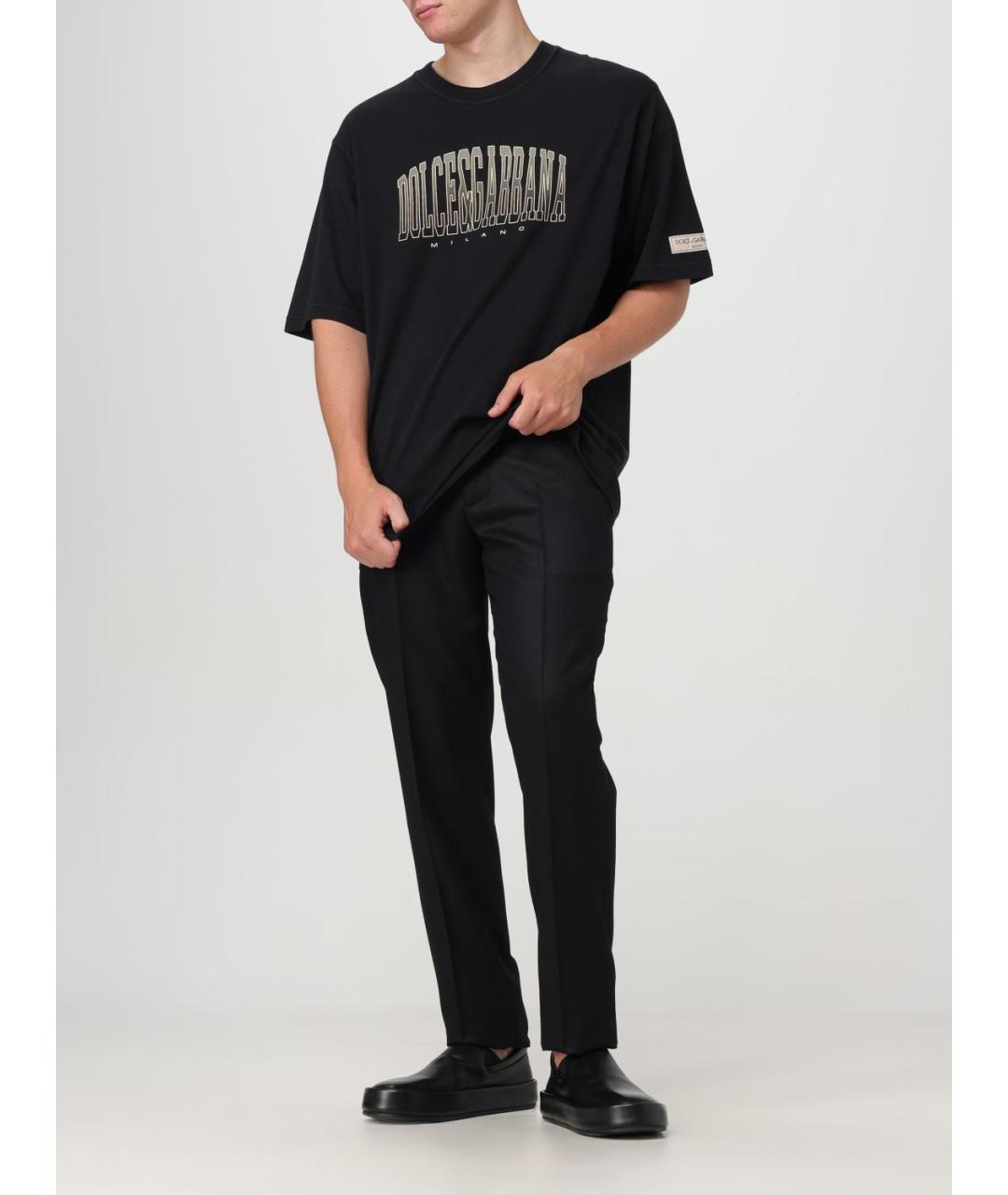 DOLCE&GABBANA Черная хлопковая футболка, фото 3