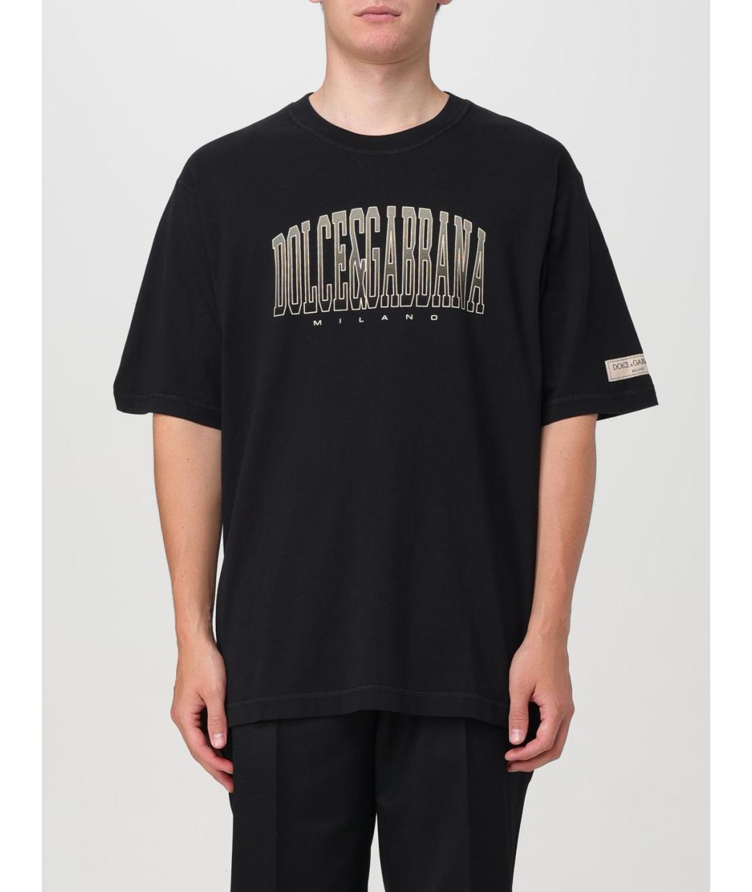 DOLCE&GABBANA Черная хлопковая футболка, фото 2