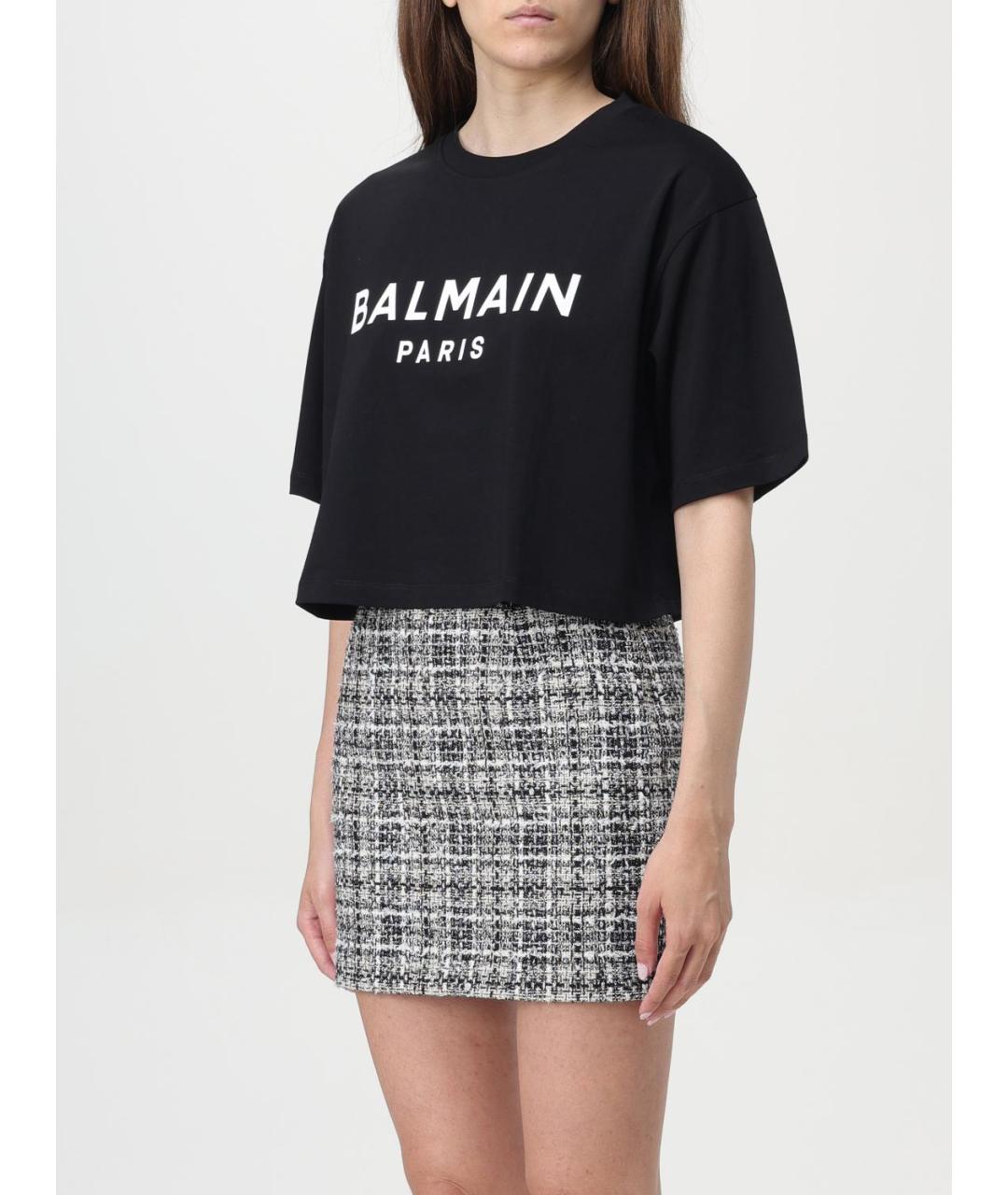 BALMAIN Черная хлопковая футболка, фото 5
