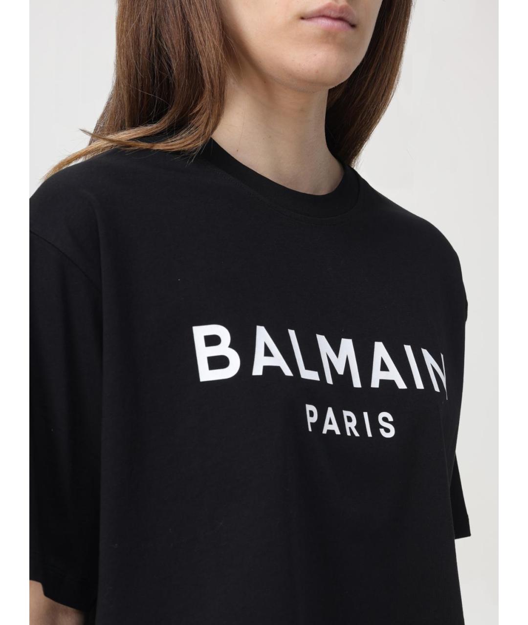 BALMAIN Черная хлопковая футболка, фото 6
