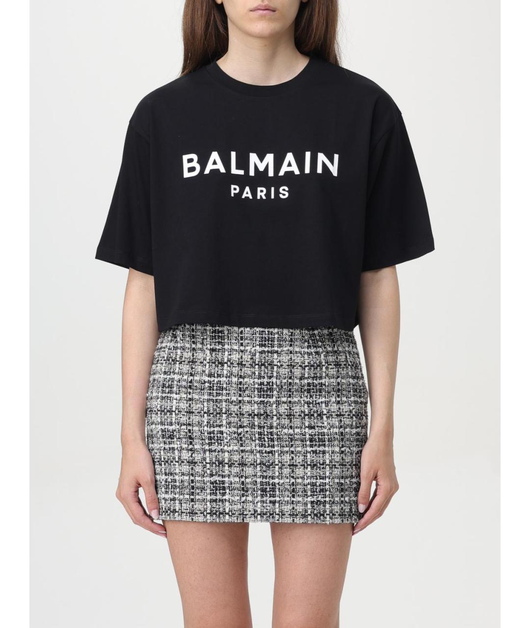 BALMAIN Черная хлопковая футболка, фото 2