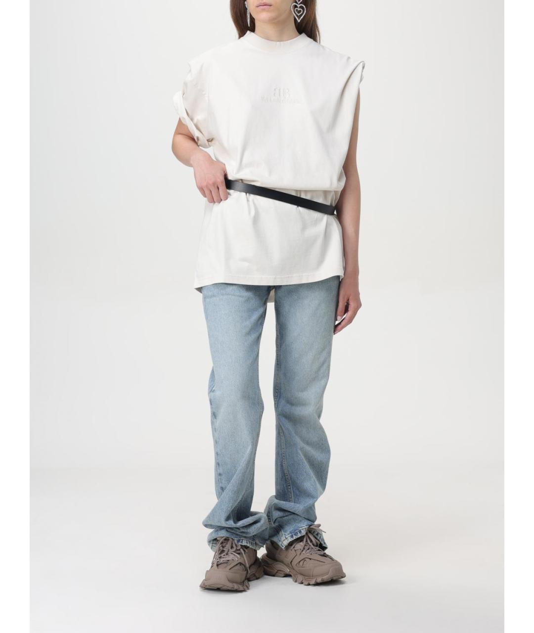 BALENCIAGA Голубые хлопковые прямые джинсы, фото 3