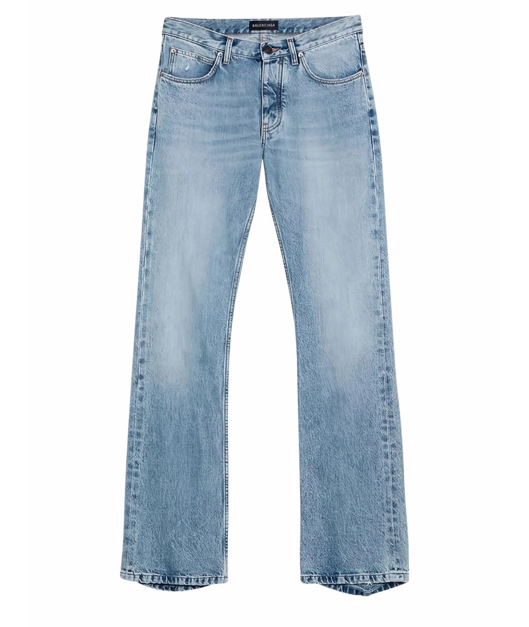 BALENCIAGA Голубые хлопковые прямые джинсы, фото 1