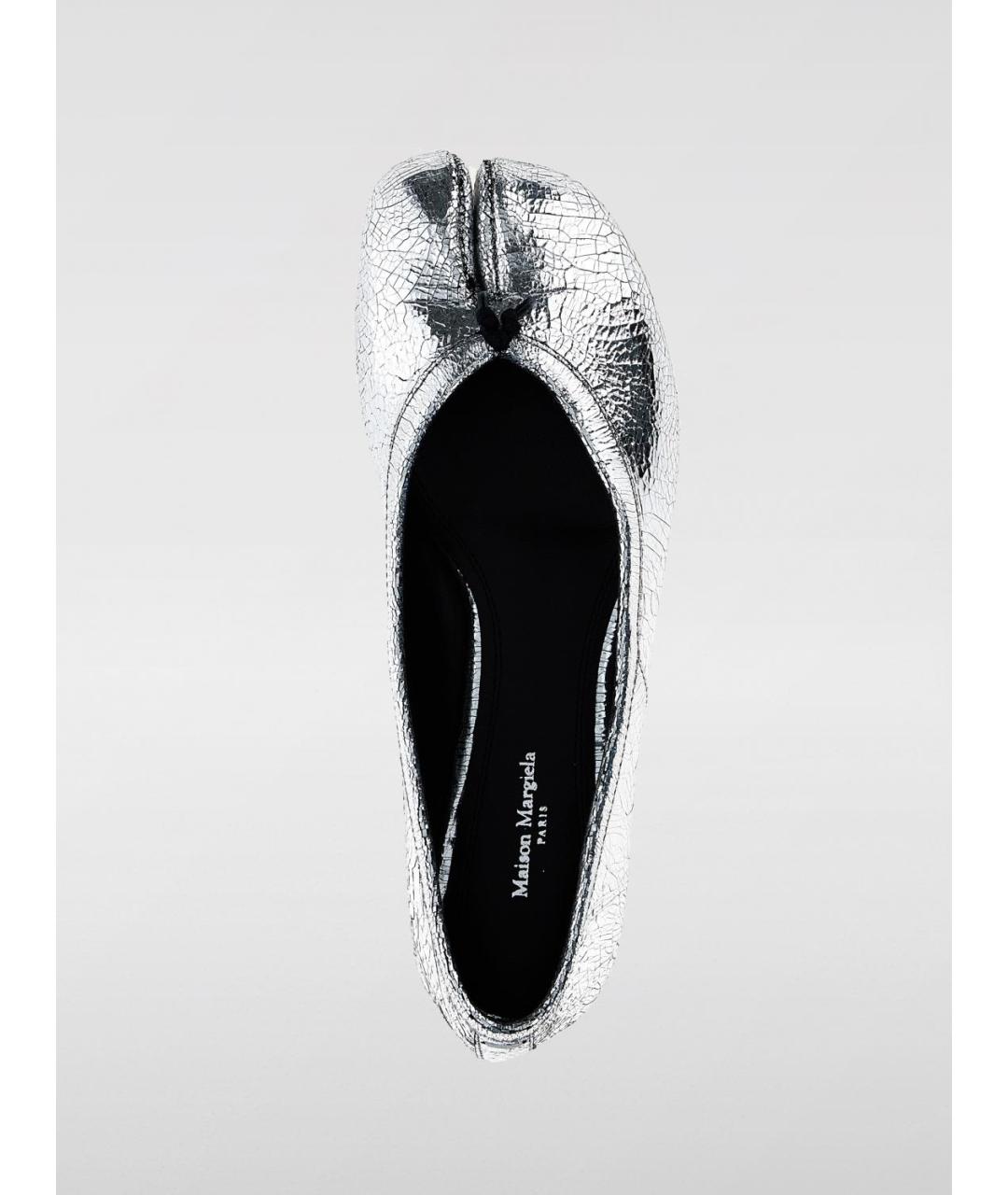 MAISON MARGIELA Серебряные кожаные балетки, фото 4