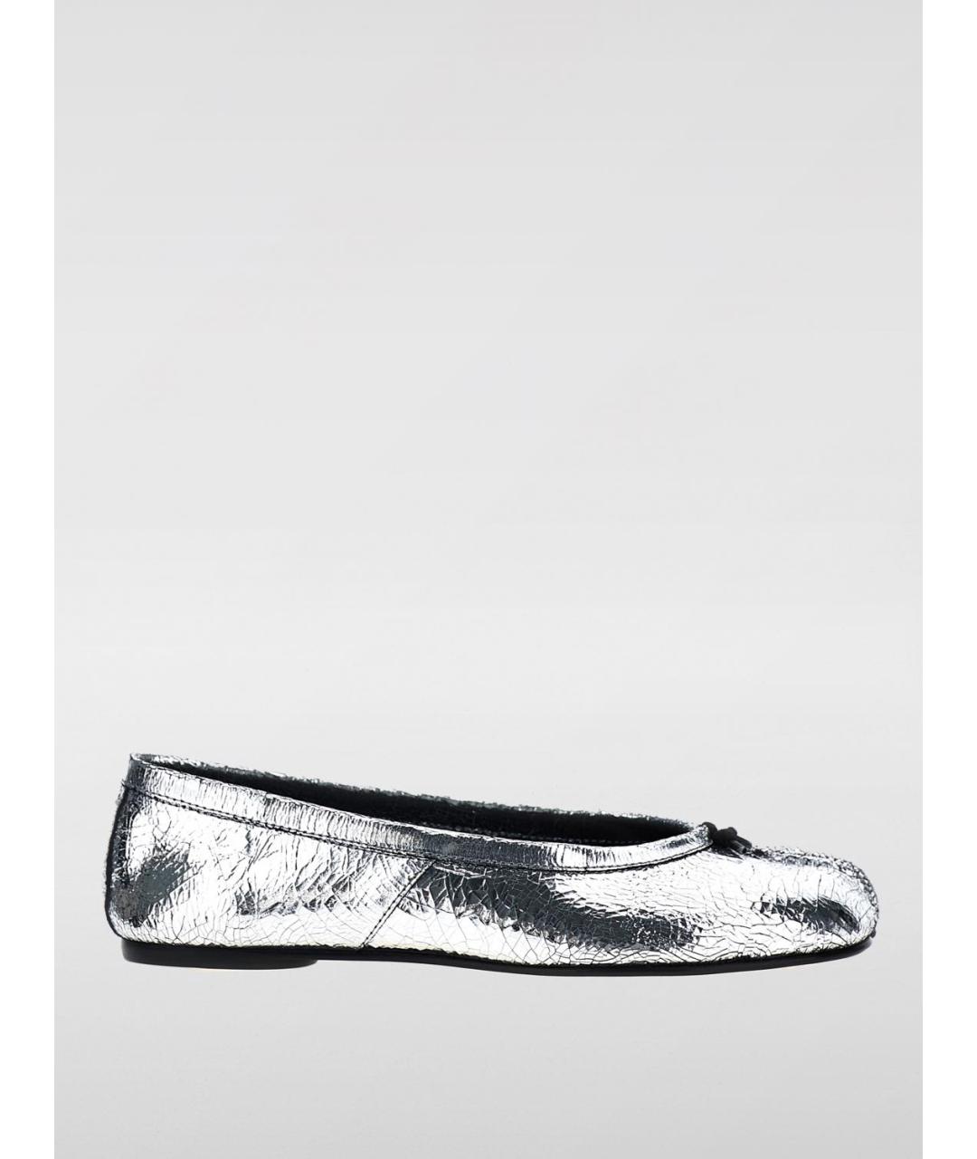 MAISON MARGIELA Серебряные кожаные балетки, фото 5