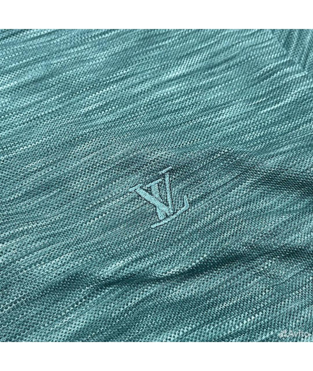 LOUIS VUITTON Бирюзовое хлопковое поло с коротким рукавом, фото 3