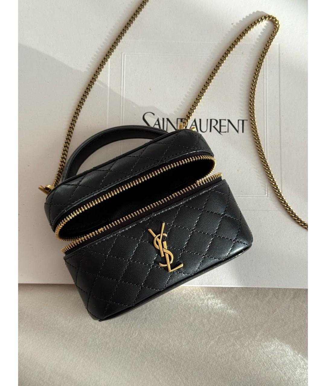 SAINT LAURENT Черная кожаная сумка через плечо, фото 6