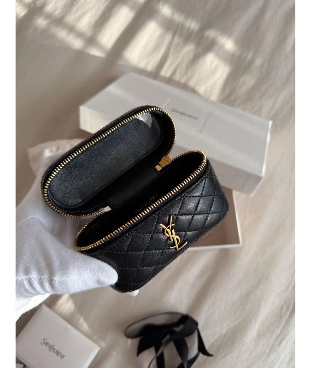 SAINT LAURENT Черная кожаная сумка через плечо, фото 3