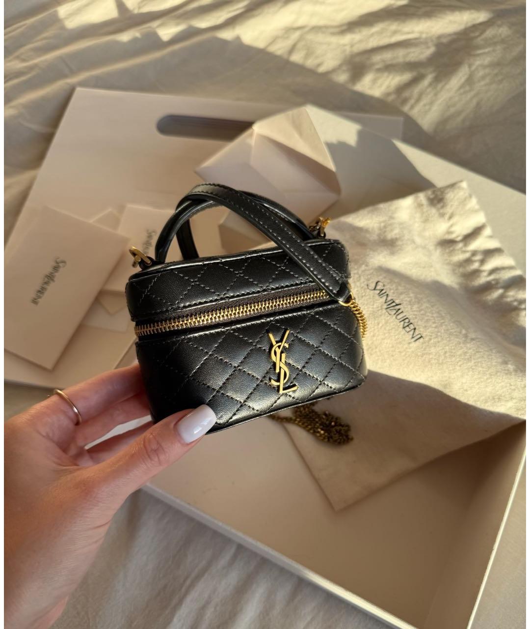 SAINT LAURENT Черная кожаная сумка через плечо, фото 2
