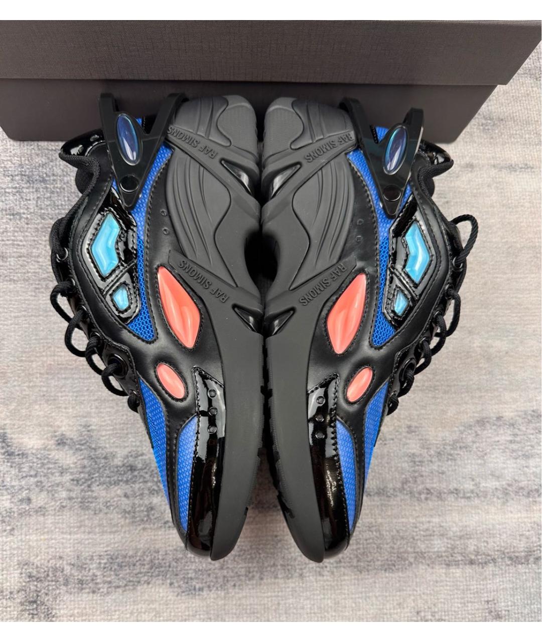 RAF SIMONS Черные низкие кроссовки / кеды из лакированной кожи, фото 8
