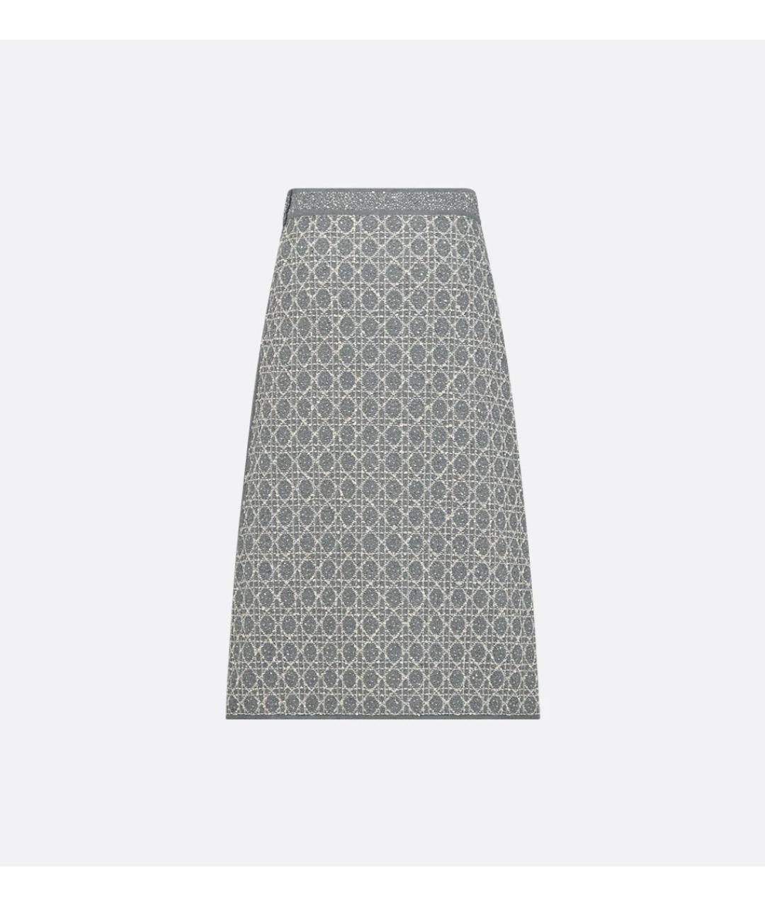 CHRISTIAN DIOR Серая хлопковая юбка миди, фото 2
