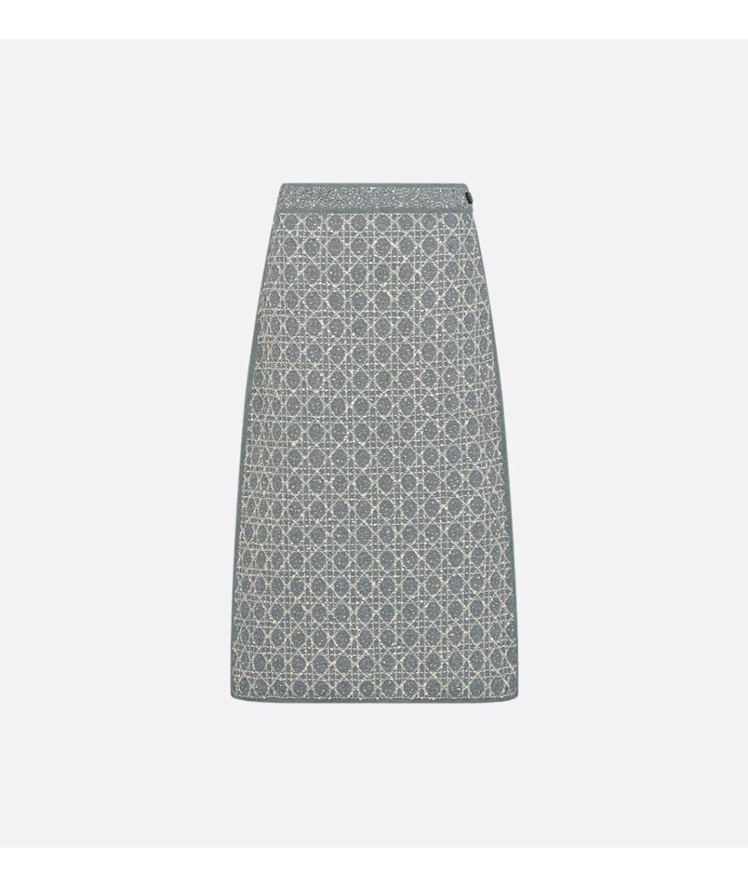 CHRISTIAN DIOR Серая хлопковая юбка миди, фото 3