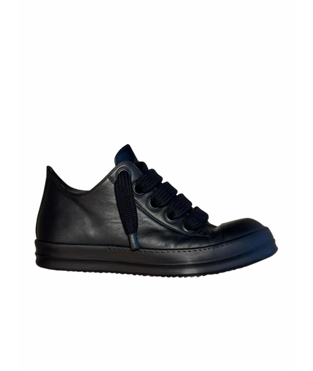 RICK OWENS Черные кожаные низкие кроссовки / кеды, фото 1