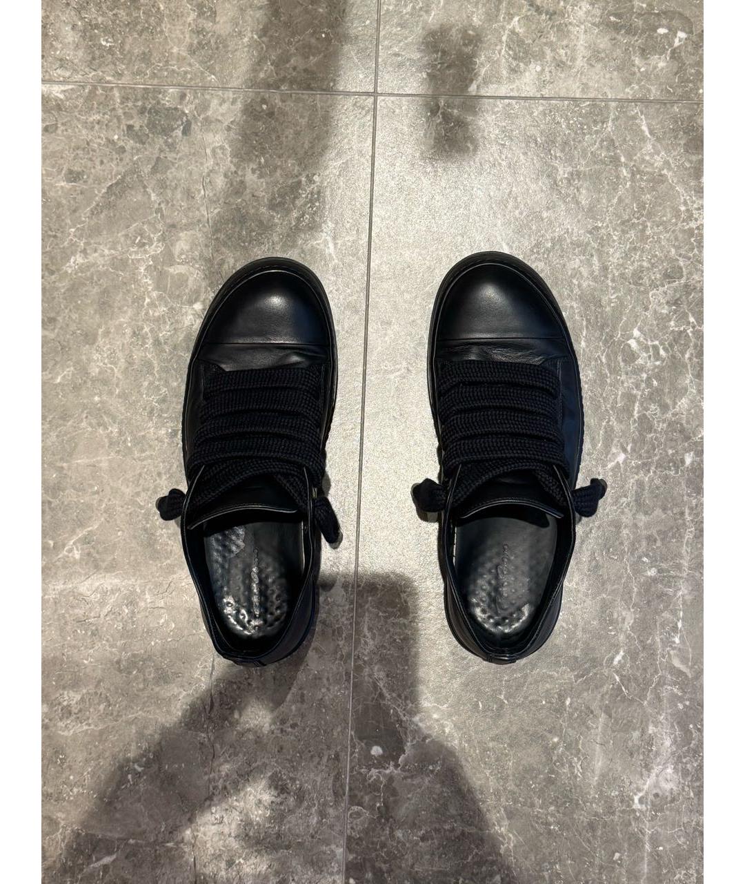 RICK OWENS Черные кожаные низкие кроссовки / кеды, фото 3