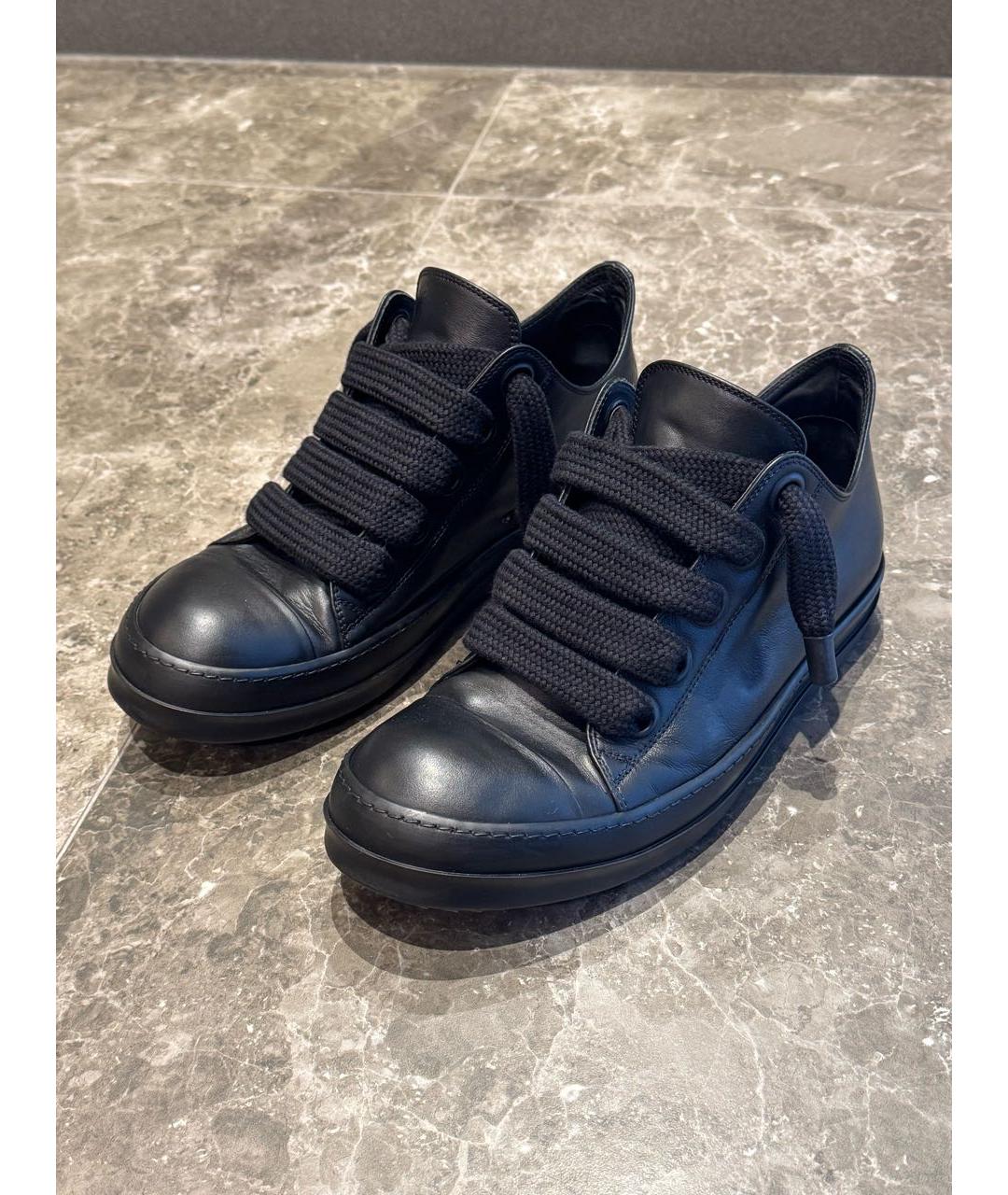 RICK OWENS Черные кожаные низкие кроссовки / кеды, фото 6