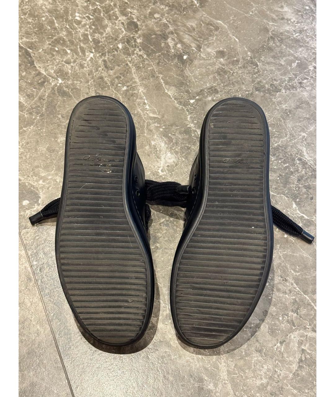 RICK OWENS Черные кожаные низкие кроссовки / кеды, фото 5