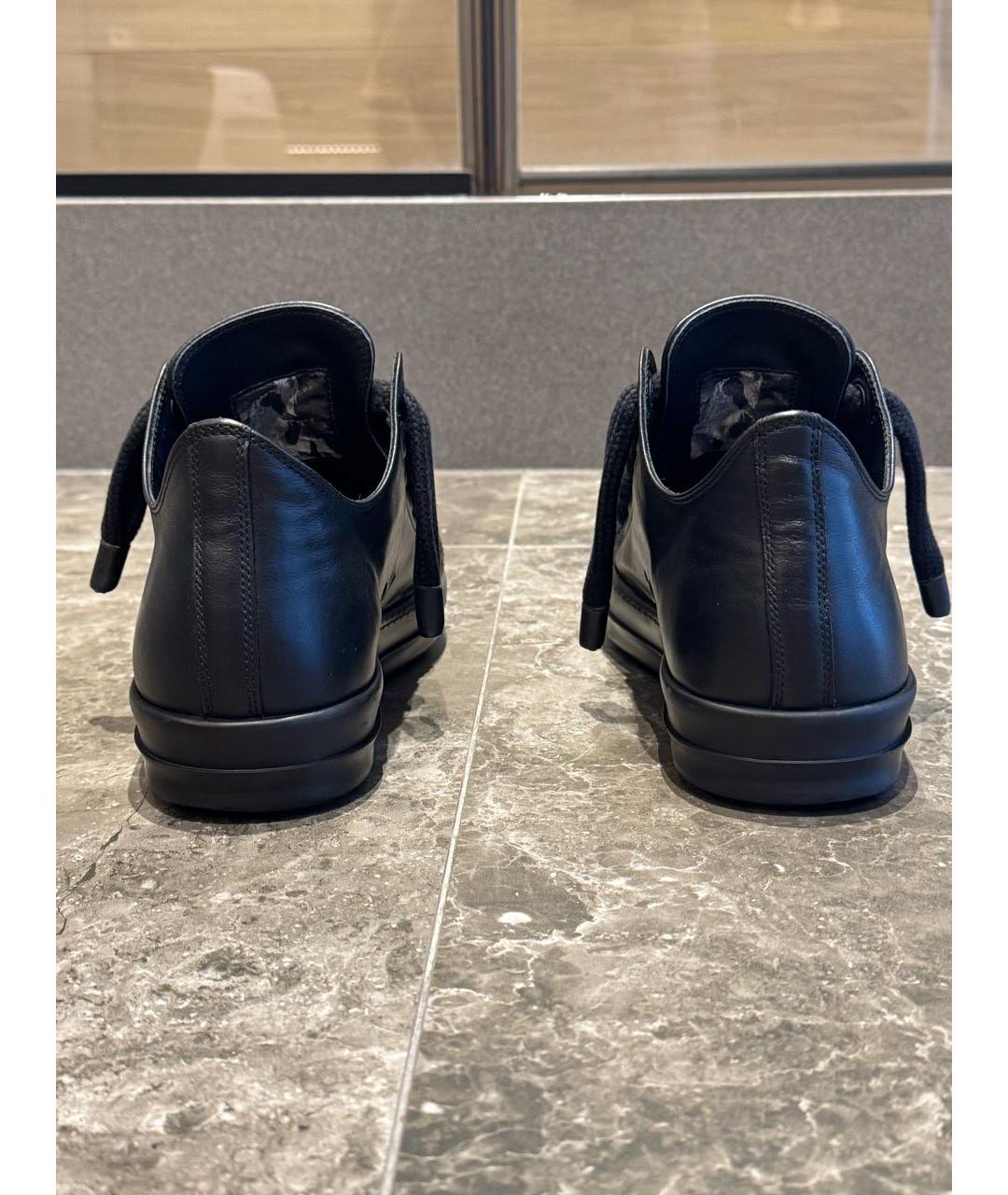 RICK OWENS Черные кожаные низкие кроссовки / кеды, фото 4