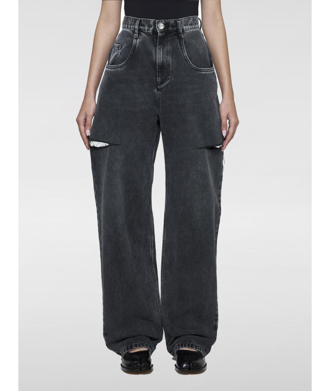 MAISON MARGIELA Черные хлопковые прямые джинсы, фото 2
