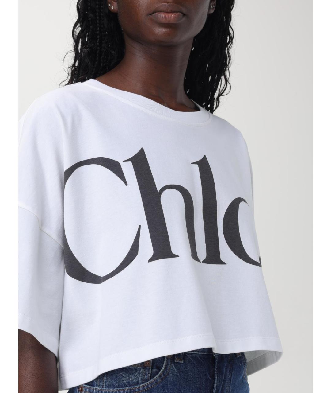 CHLOE Белая хлопковая футболка, фото 6
