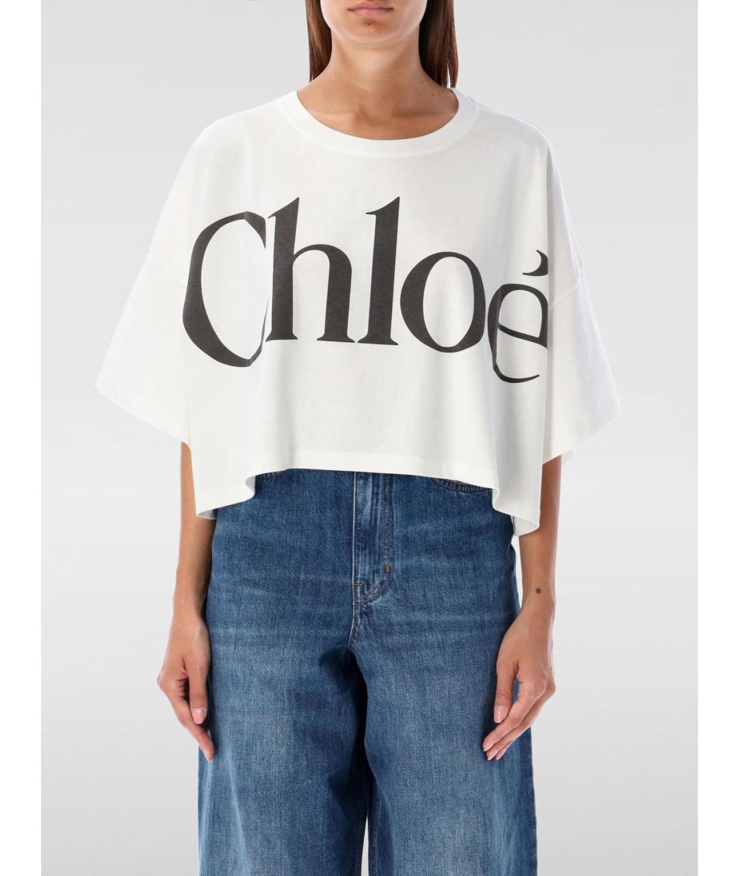 CHLOE Белая хлопковая футболка, фото 2