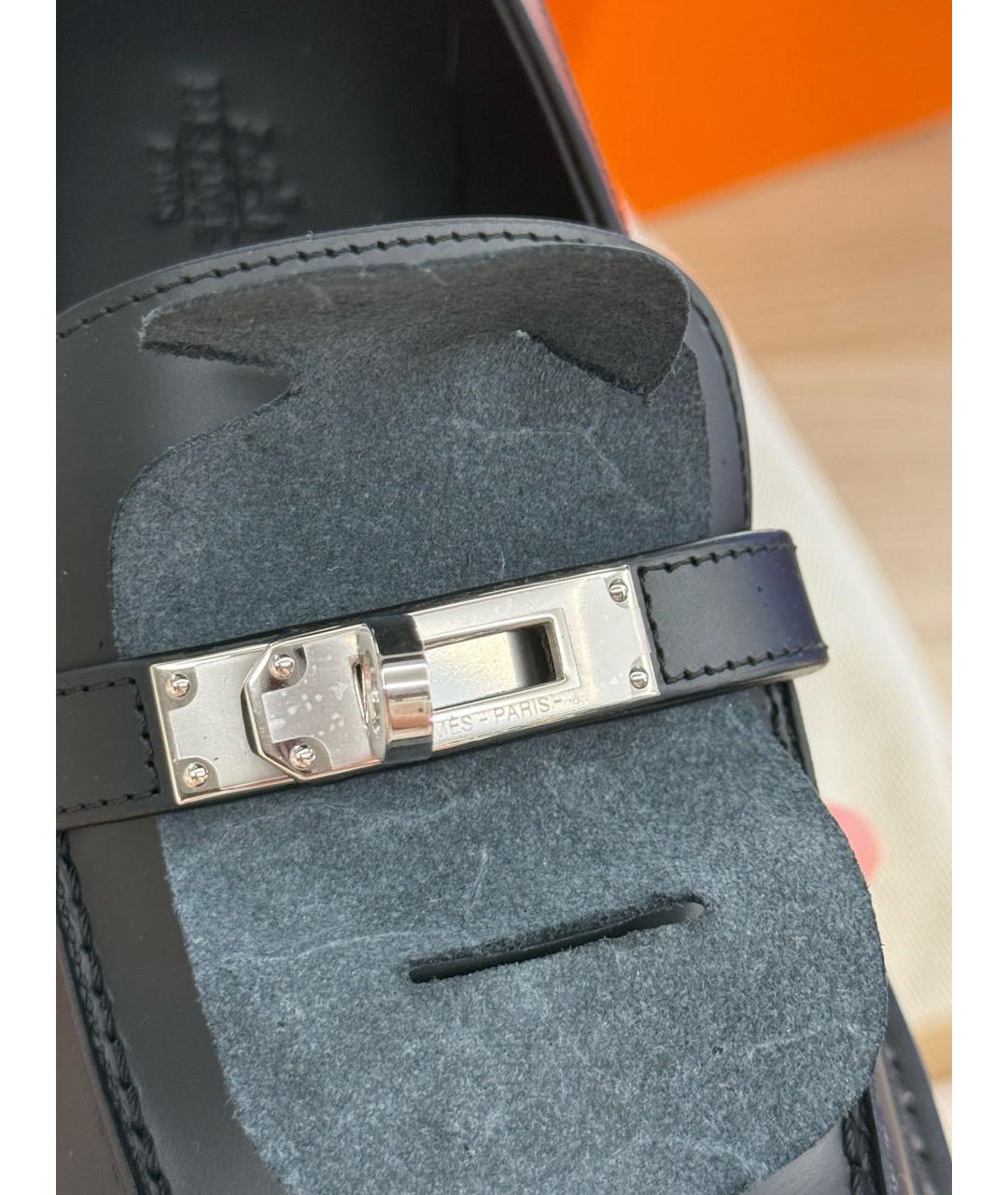 HERMES Черные кожаные лоферы, фото 6