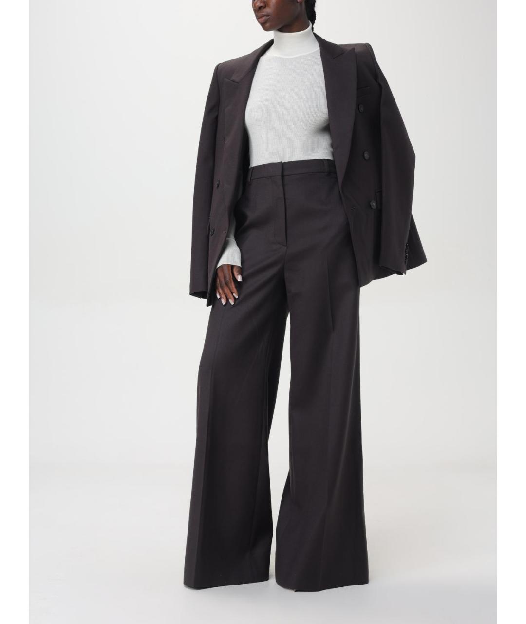 STELLA MCCARTNEY Коричневые шерстяные брюки широкие, фото 3
