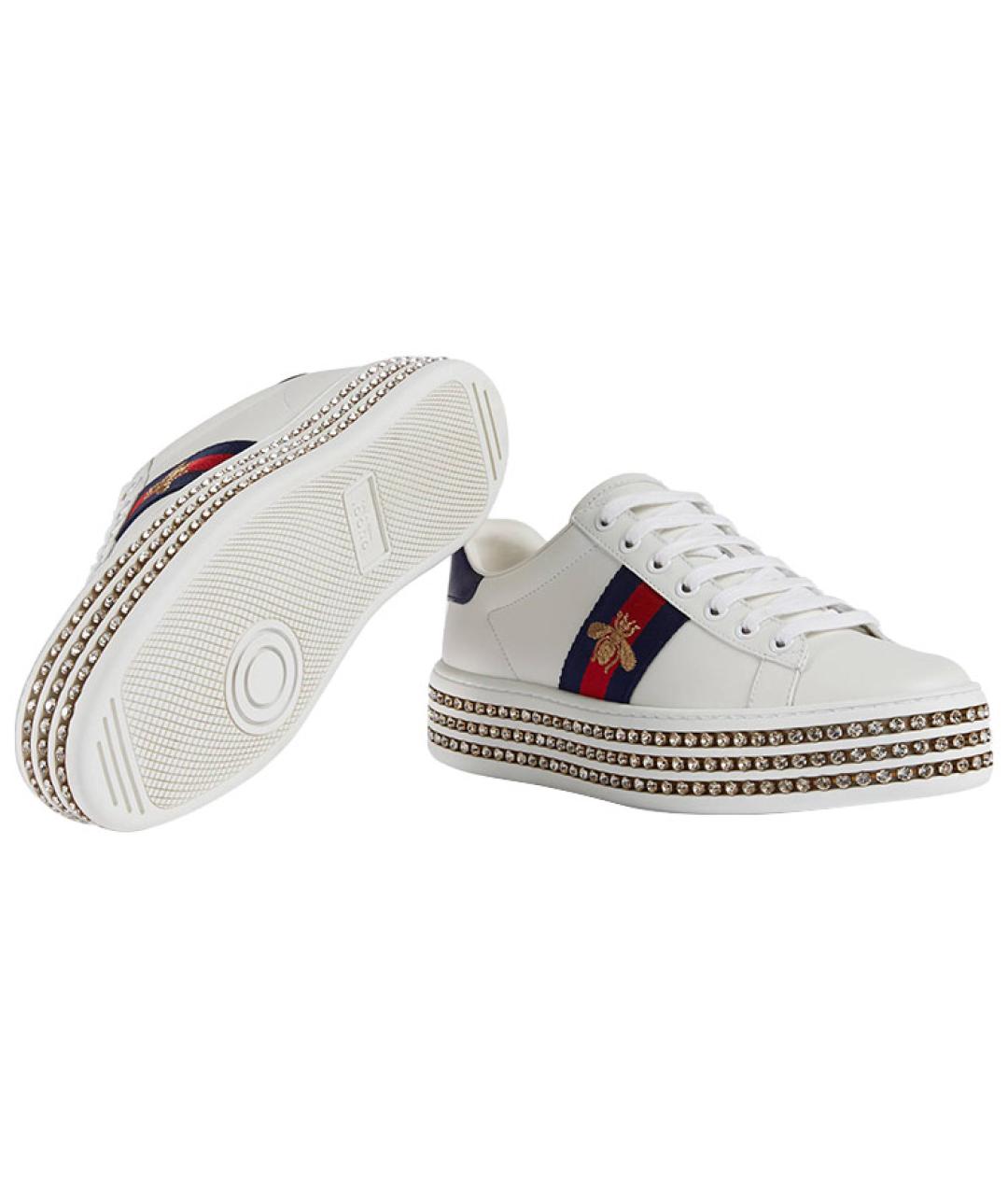 GUCCI Белые кожаные кеды, фото 6
