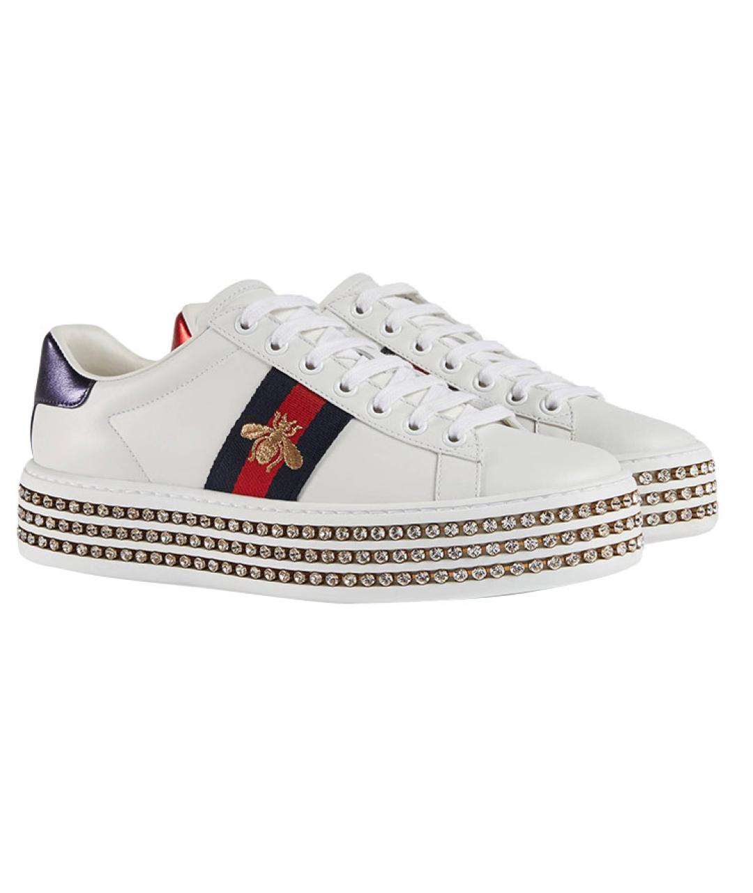 GUCCI Белые кожаные кеды, фото 3