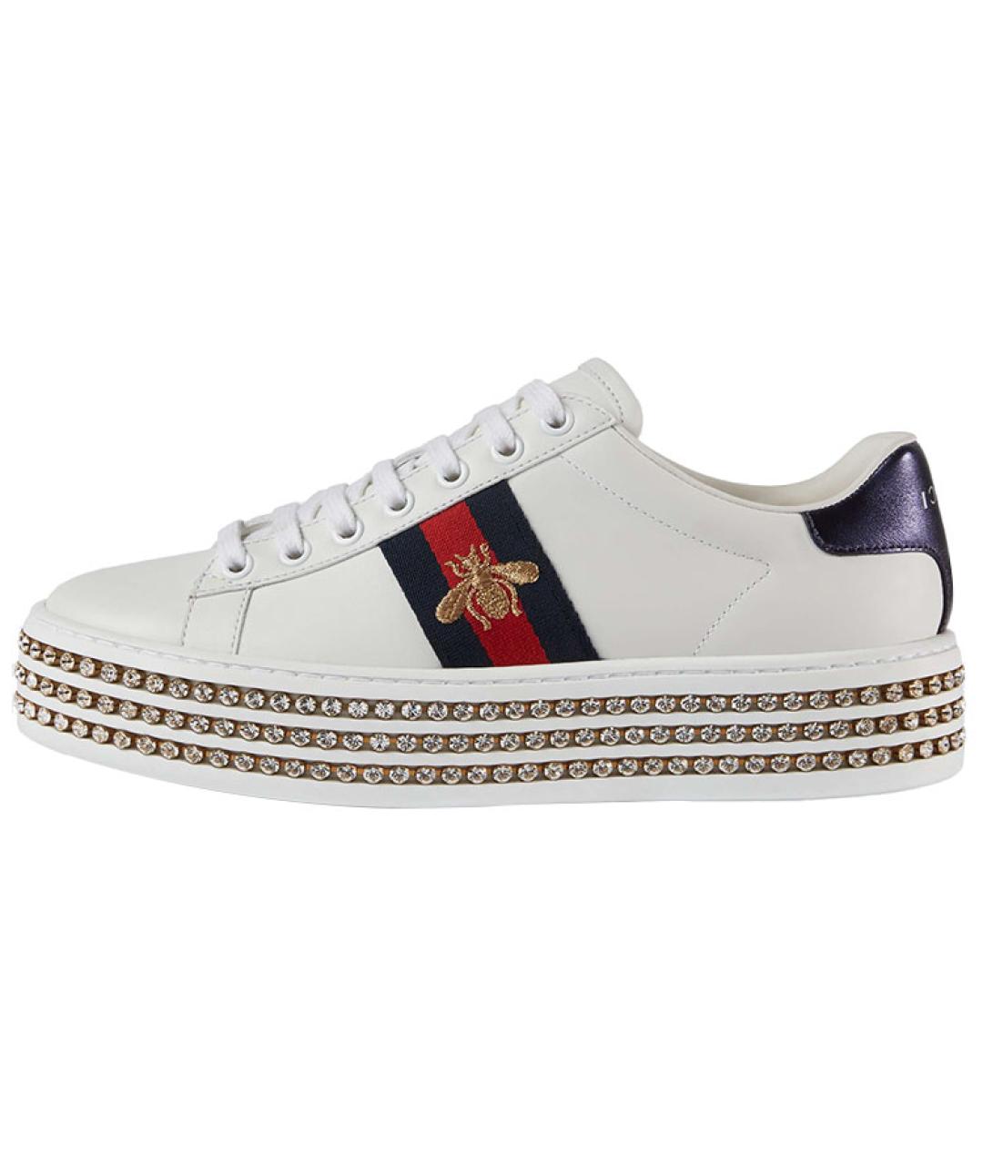 GUCCI Белые кожаные кеды, фото 2