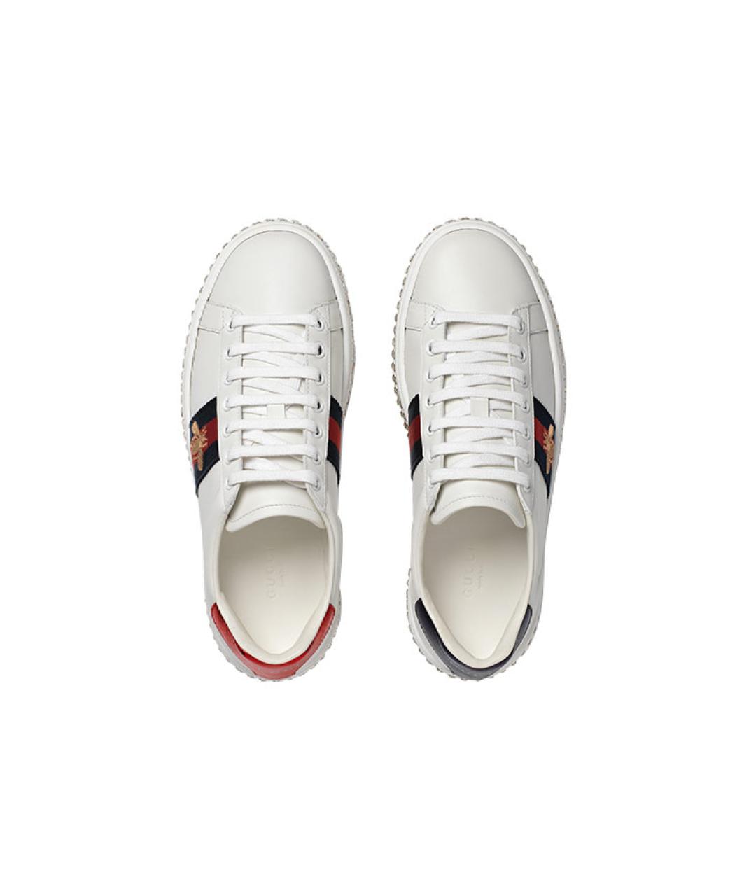GUCCI Белые кожаные кеды, фото 4