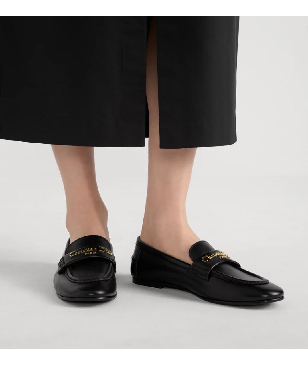 CHRISTIAN DIOR Черные кожаные лоферы, фото 3