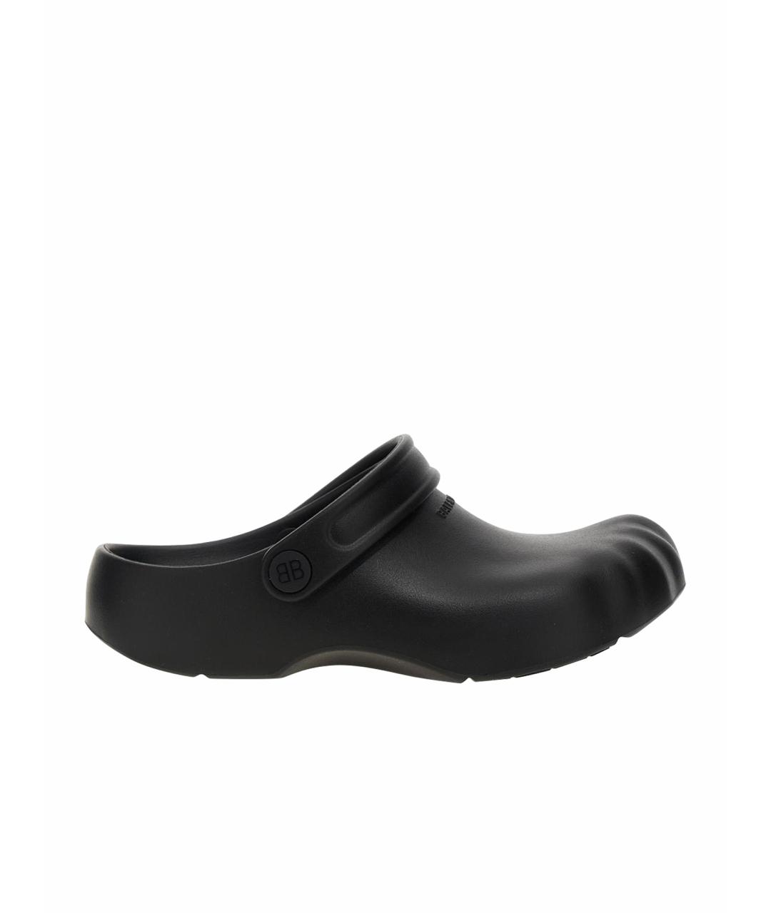 BALENCIAGA Черные резиновые сабо, фото 1