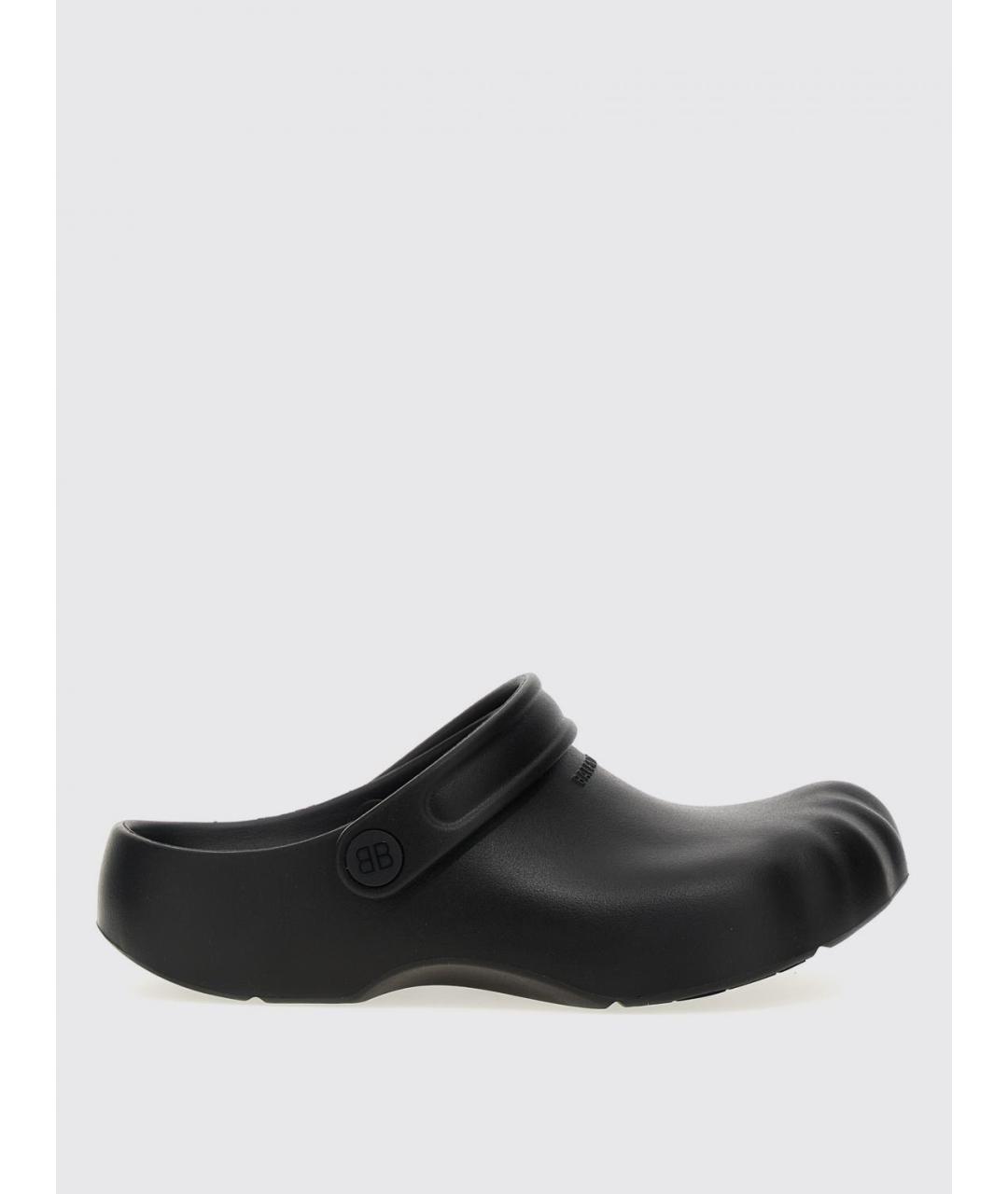 BALENCIAGA Черные резиновые сабо, фото 5