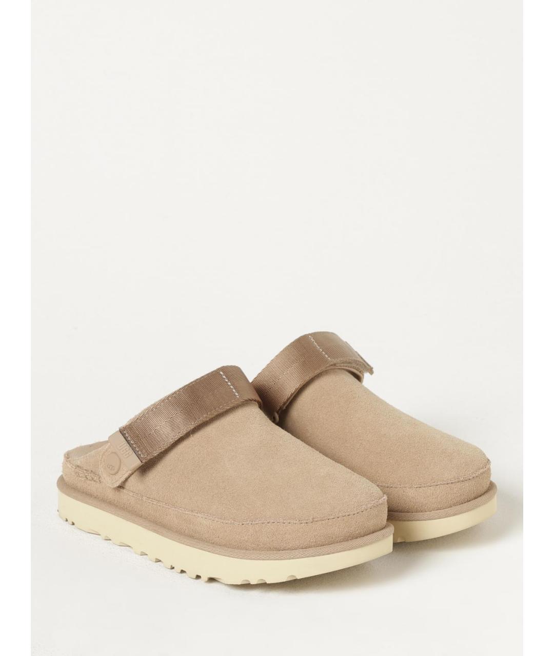UGG AUSTRALIA Бежевые замшевые шлепанцы, фото 2