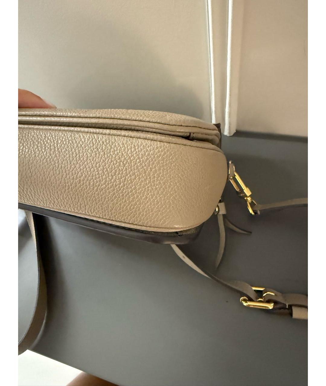 LOUIS VUITTON Бежевая кожаная сумка через плечо, фото 7