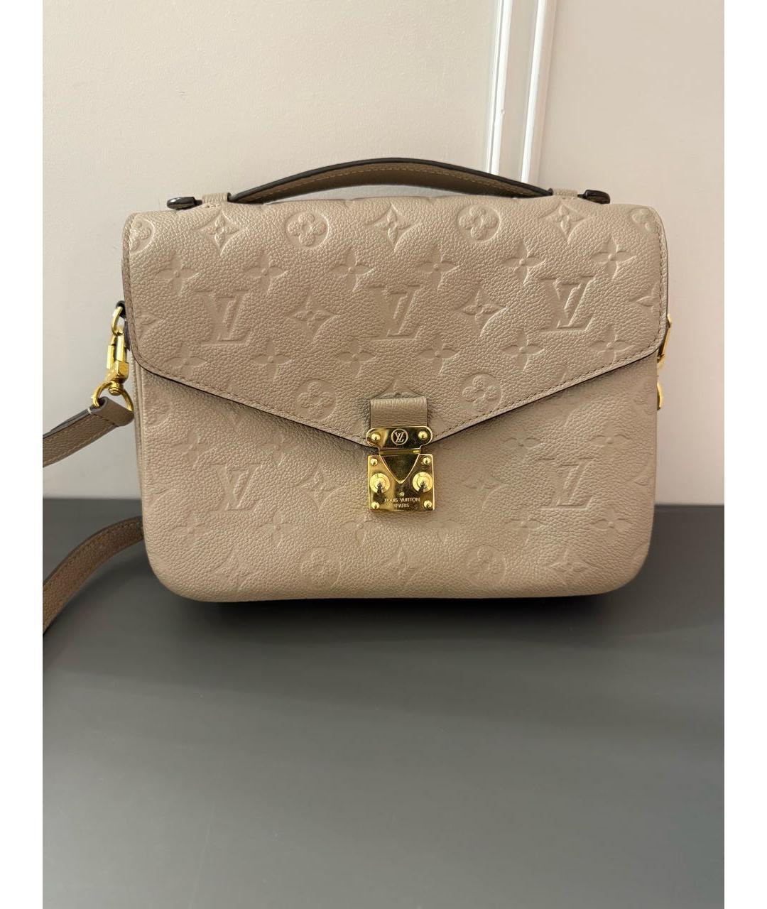 LOUIS VUITTON Бежевая кожаная сумка через плечо, фото 9