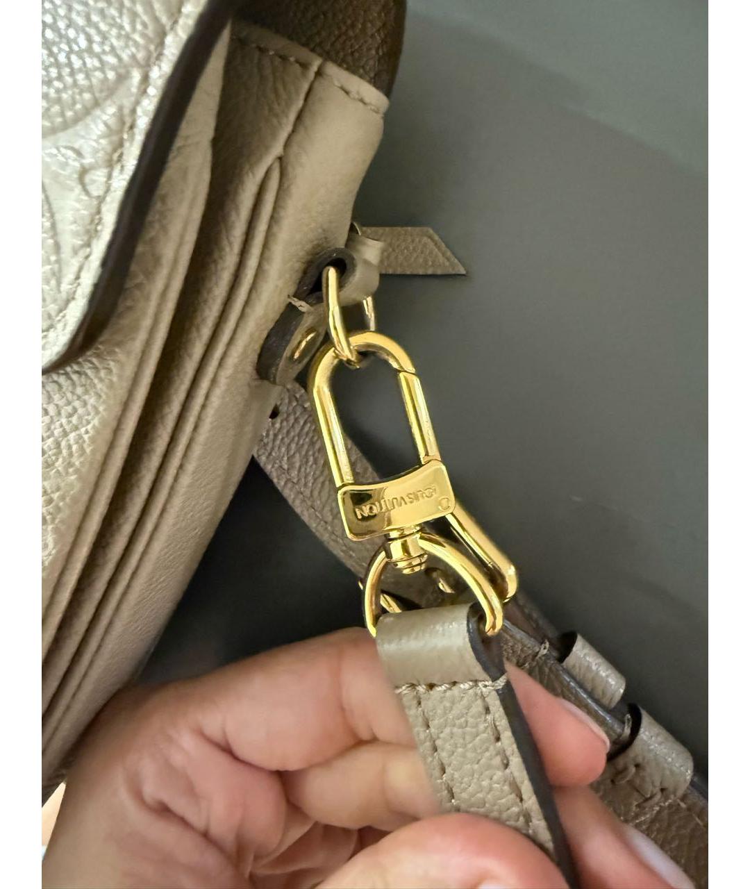 LOUIS VUITTON Бежевая кожаная сумка через плечо, фото 8
