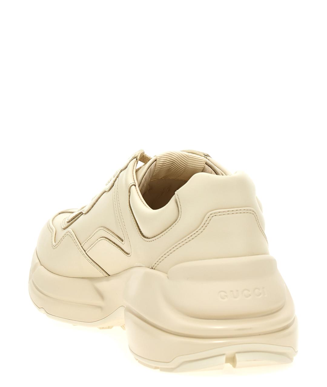 GUCCI Бежевые кожаные низкие кроссовки / кеды, фото 2