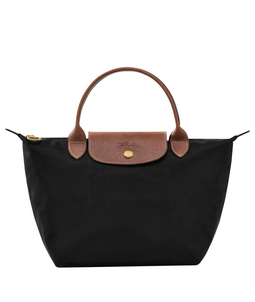 LONGCHAMP Черная кожаная сумка тоут, фото 1