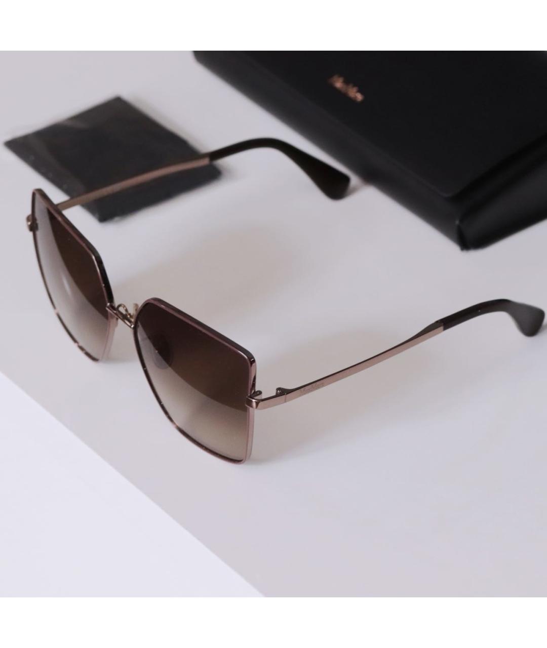 MAX MARA Золотые металлические солнцезащитные очки, фото 3