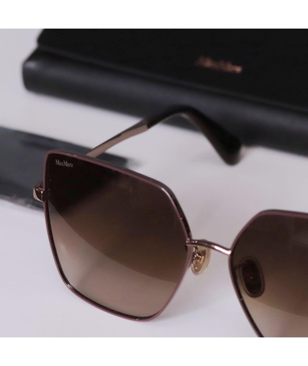MAX MARA Золотые металлические солнцезащитные очки, фото 4