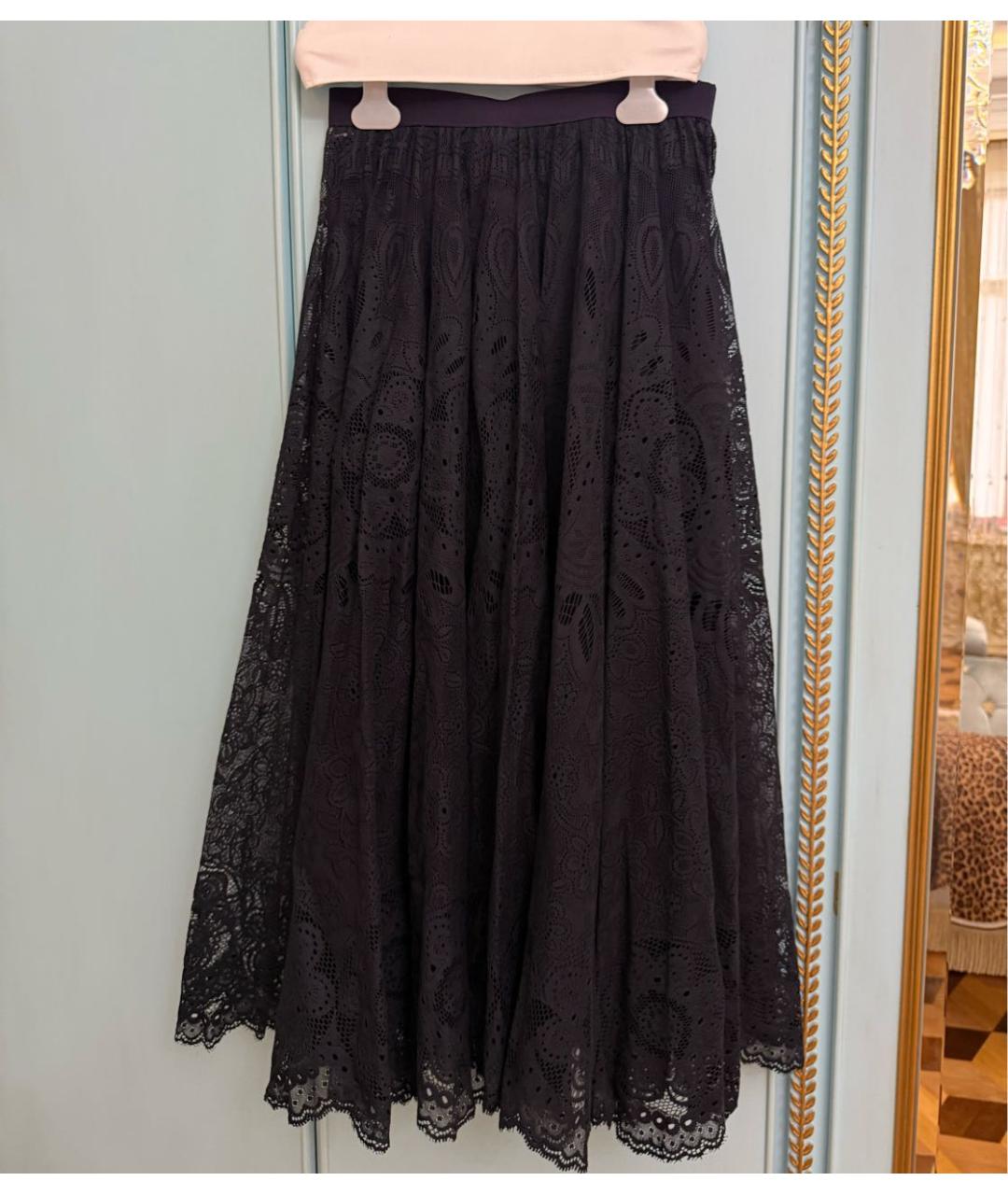 RED VALENTINO Темно-синяя кружевная юбка миди, фото 5