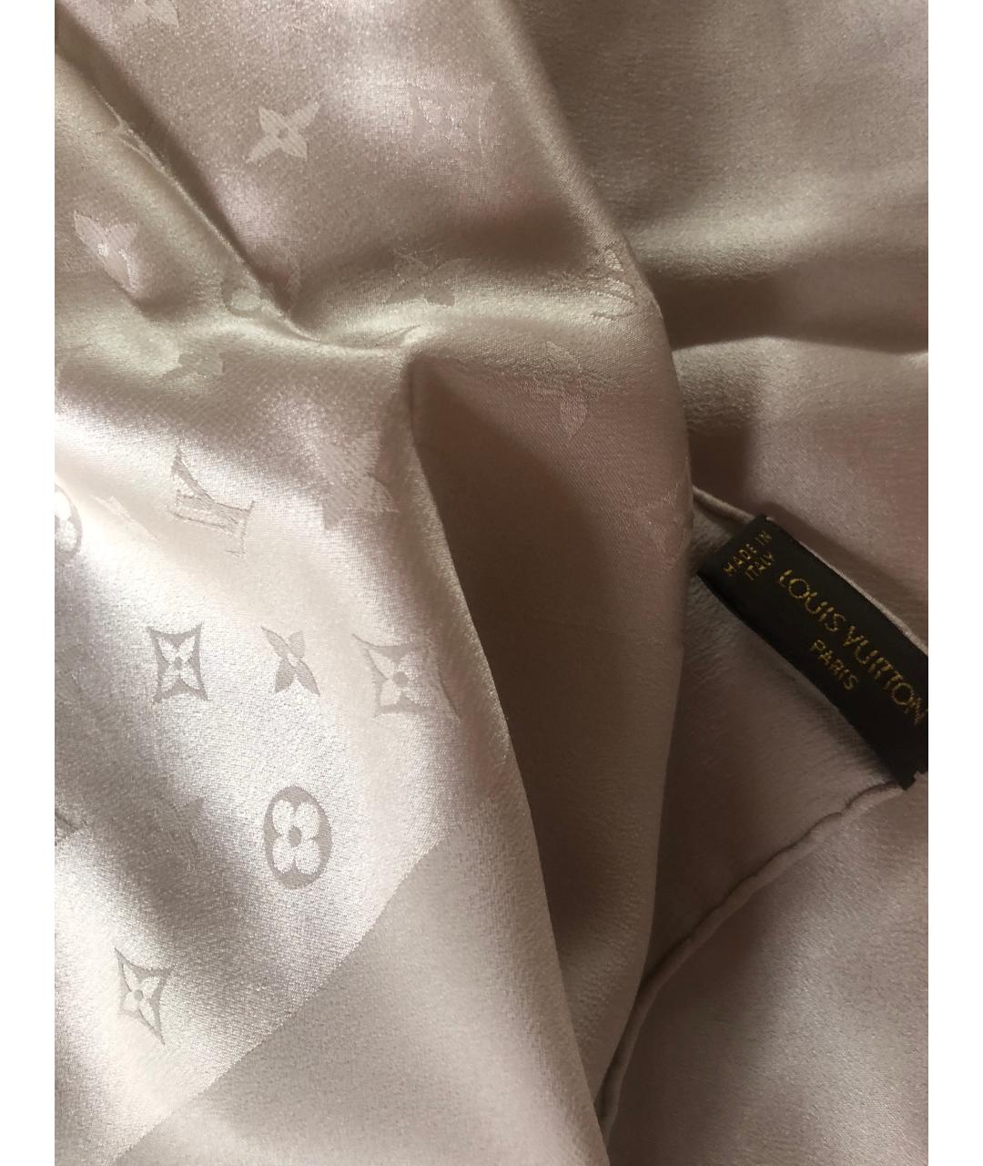 LOUIS VUITTON Бежевый шелковый платок, фото 3