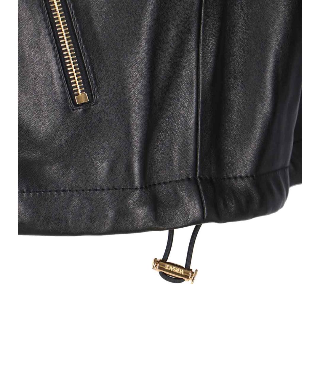 VERSACE Черная кожаная куртка, фото 4