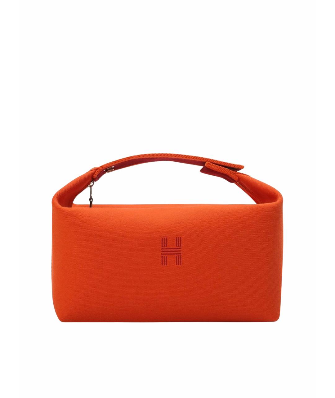 HERMES Оранжевая тканевая косметичка, фото 1